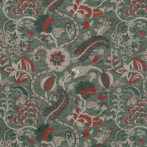 Jardin Bleu Teal/Red by Lee Jofa Fabric