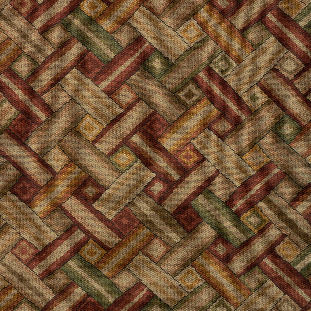 Strapwork Print - Brick/Gold By Lee Jofa Fabric