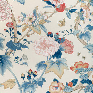 Gardenia Print Blue/Red 2023143.195.0 by Lee Jofa Fabric