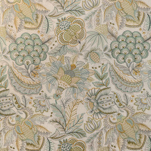Eden Emb Aqua/Gold 2023145.354.0 by Lee Jofa Fabric