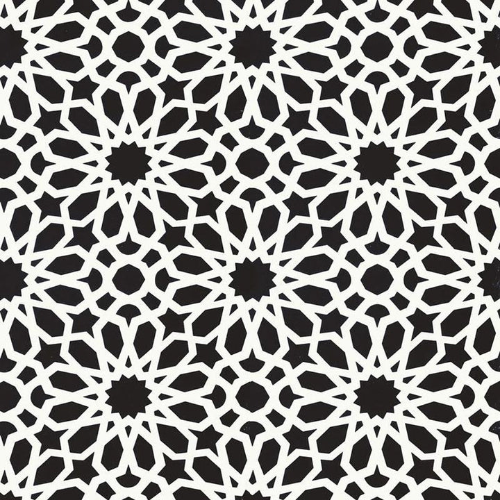 Agadir Screen Noir 5006642 by Schumacher Designer Wallpaper Ottoman Chic 13.5" - Swanky Fabrics -