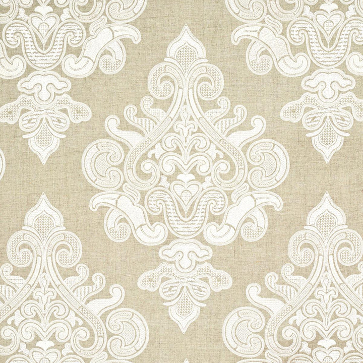 Angkor Embroidery Linen 67581 by Schumacher Fabric Au Naturel 12.88" - Fabric Carolina -