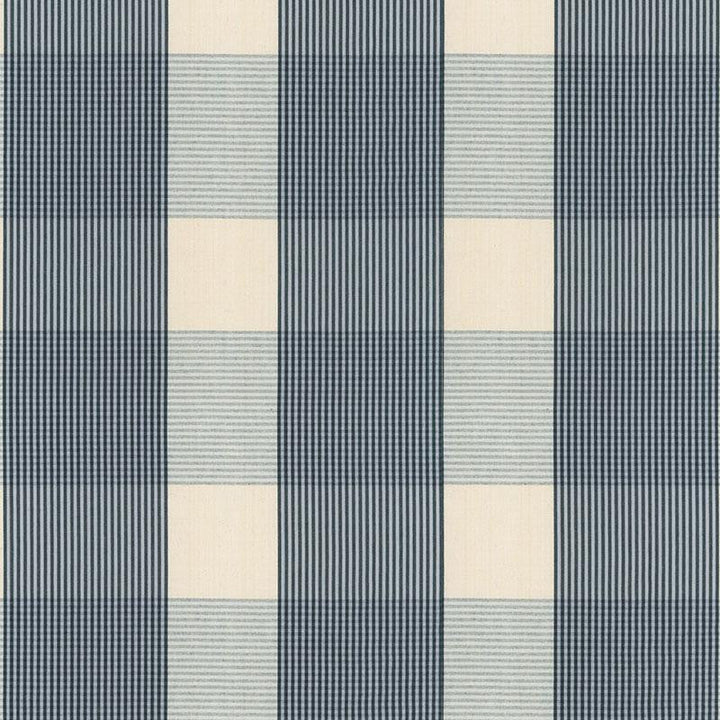 Avon Gingham Plaid Indigo/Sky 63024 by Schumacher Designer Fabric Calypso 6.75" - Swanky Fabrics -