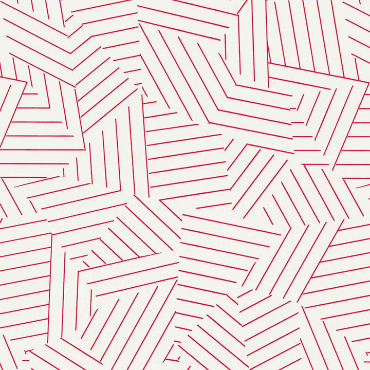 Deconstructed Stripe Red 5007971 by Schumacher Wallpaper Miles Redd 13.5" - Fabric Carolina -