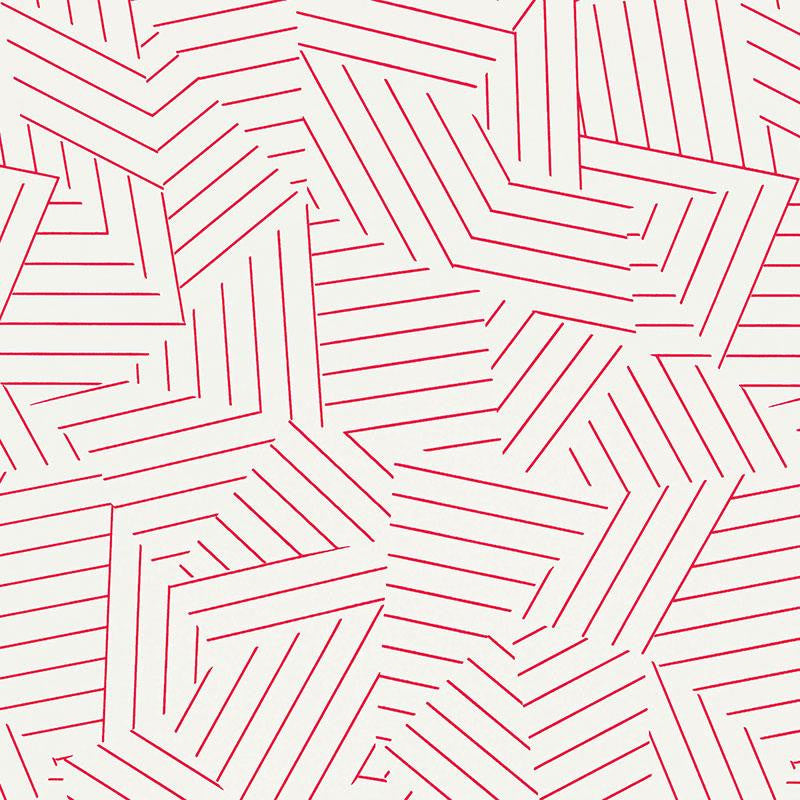 Deconstructed Stripe Red 5007971 by Schumacher Designer Wallpaper Miles Redd 13.5" - Swanky Fabrics -