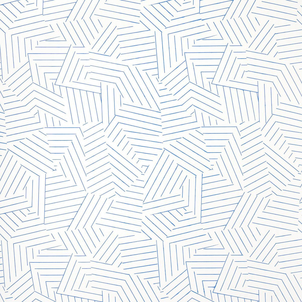 Deconstructed Stripe Cobalt 5007972 by Schumacher Wallpaper Miles Redd 13.5" - Fabric Carolina -