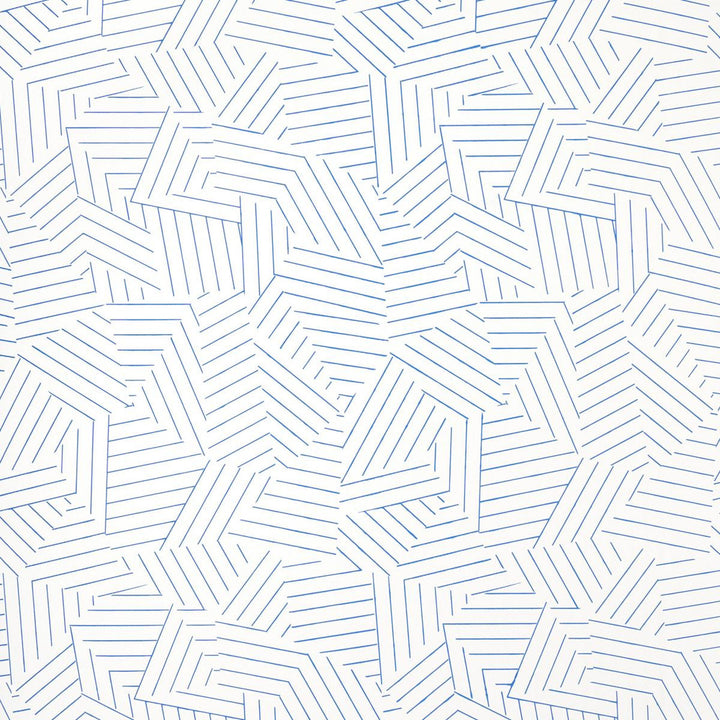 Deconstructed Stripe Cobalt 5007972 by Schumacher Wallpaper Miles Redd 13.5" - Fabric Carolina -