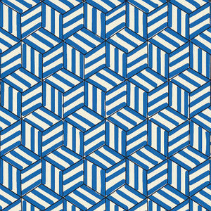 Tumbling Blocks Cobalt 5007962 by Schumacher Wallpaper