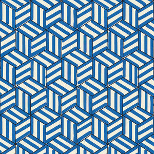 Tumbling Blocks Cobalt 5007962 by Schumacher Wallpaper