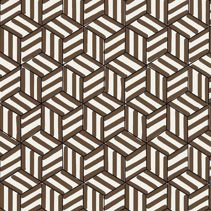 Tumbling Blocks Chocolate 5007963 by Schumacher Wallpaper Miles Redd 6.75" - Fabric Carolina -