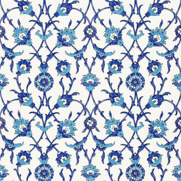 Sultan'S Trellis Peacock 5006700 by Schumacher Wallpaper Ottoman Chic 13.5" - Fabric Carolina -