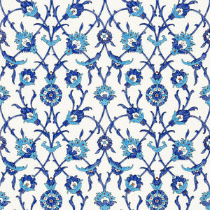 Sultan'S Trellis Peacock 5006700 by Schumacher Wallpaper