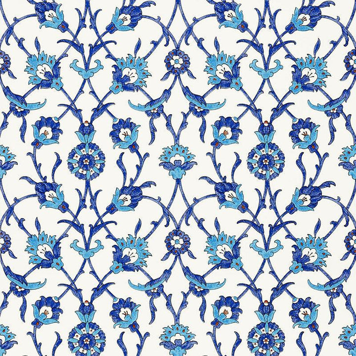 Sultan'S Trellis Peacock 5006700 by Schumacher Designer Wallpaper Ottoman Chic 13.5" - Swanky Fabrics -