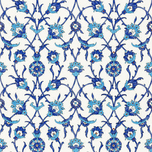 Sultan'S Trellis Peacock 5006700 by Schumacher Wallpaper