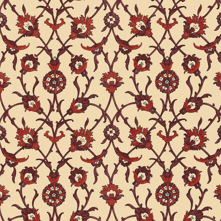 Sultan'S Trellis Pomegranate 5006702 by Schumacher Designer Wallpaper Ottoman Chic 13.5" - Swanky Fabrics -
