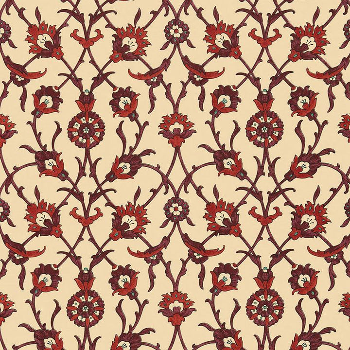 Sultan'S Trellis Pomegranate 5006702 by Schumacher Wallpaper Ottoman Chic 13.5" - Fabric Carolina -