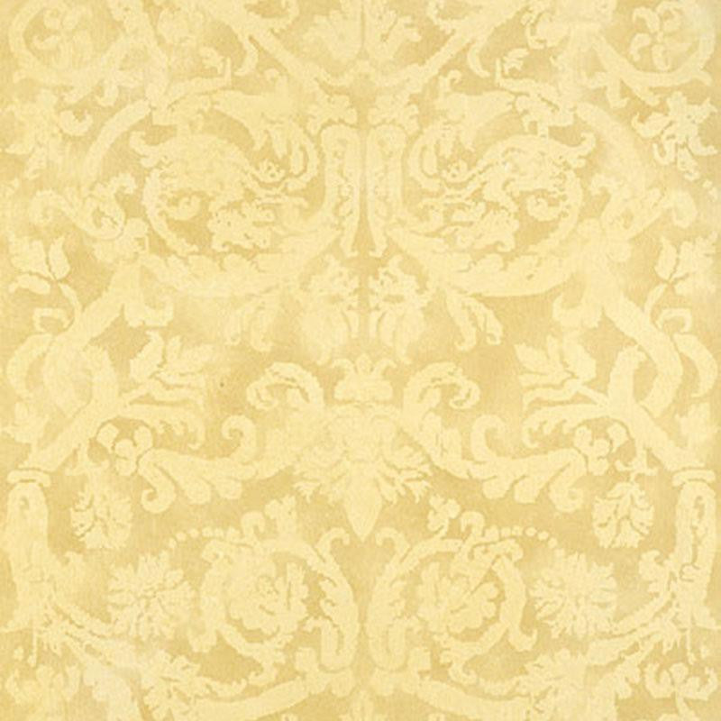 Pontine Damask Soft Gold 529111 by Schumacher Designer Wallpaper Palazzo 27.0" - Swanky Fabrics -