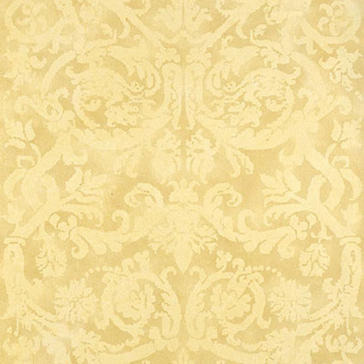 Pontine Damask Soft Gold 529111 by Schumacher Designer Wallpaper Palazzo 27.0" - Swanky Fabrics -