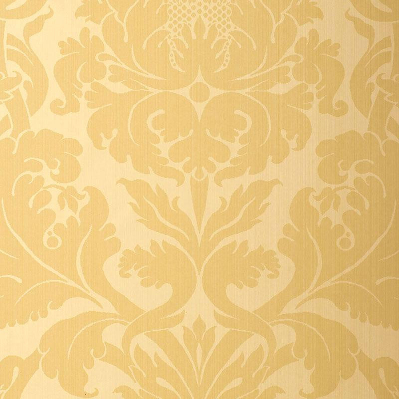 Fiorella Damask Yellow 529191 by Schumacher Wallpaper Palazzo 27.0" - Fabric Carolina -