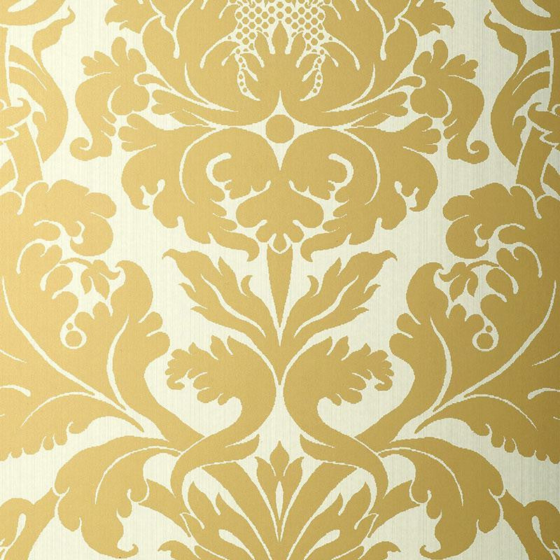 Fiorella Damask Patina 529192 by Schumacher Wallpaper Palazzo 27.0" - Fabric Carolina -
