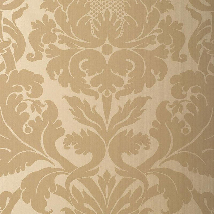 Fiorella Damask Oatmeal 529193 by Schumacher Designer Wallpaper Palazzo 27.0" - Swanky Fabrics -