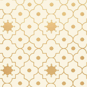 Taj Trellis Burnished Gilt 5006624 by Schumacher Wallpaper