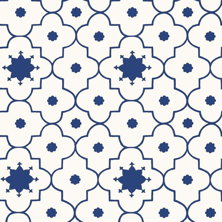 Taj Trellis Jaipur Blue 5006620 by Schumacher Wallpaper Martyn Lawrence Bullard 13.5" - Fabric Carolina -