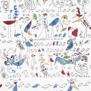 Aviary Multi On White 2705511 by Schumacher Wallpaper
