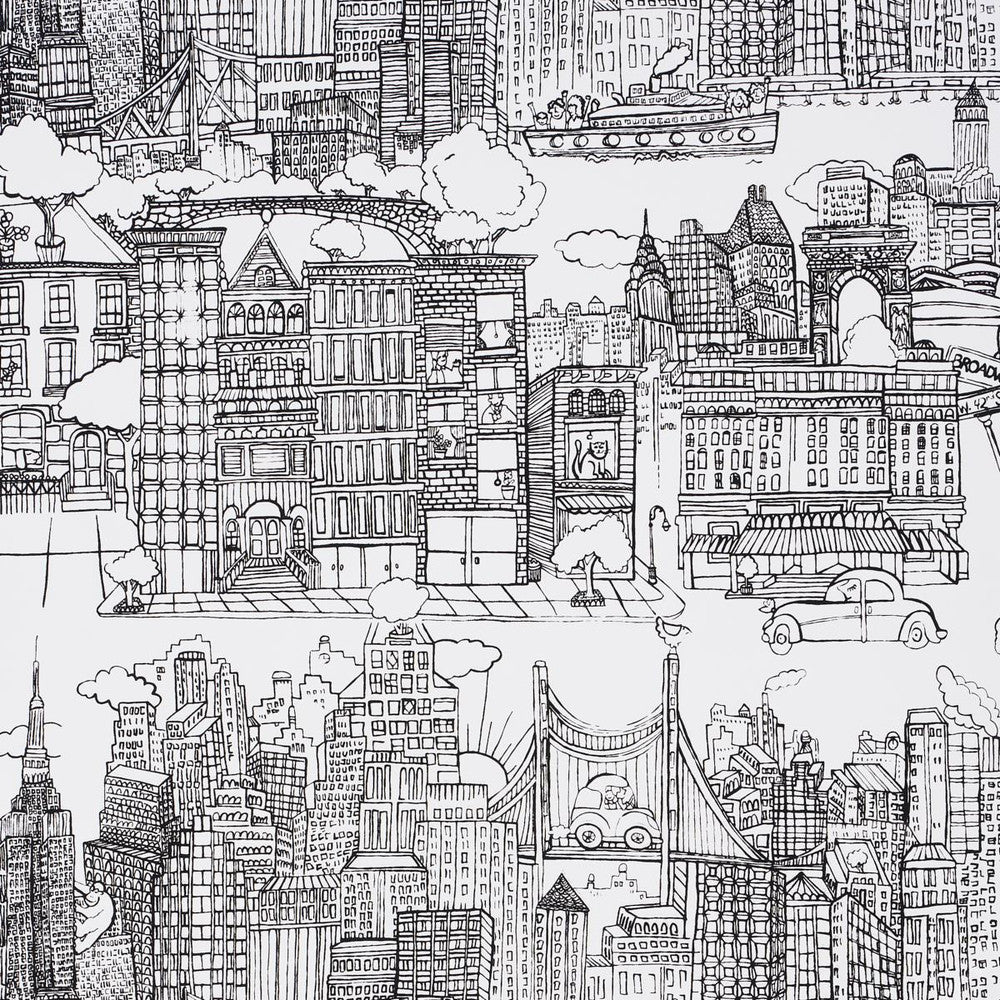 New York New York Black On White 2705530 by Schumacher Wallpaper Exuberant Prints - Fabric Carolina -