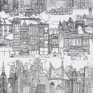 New York New York Black On White 2705530 by Schumacher Wallpaper