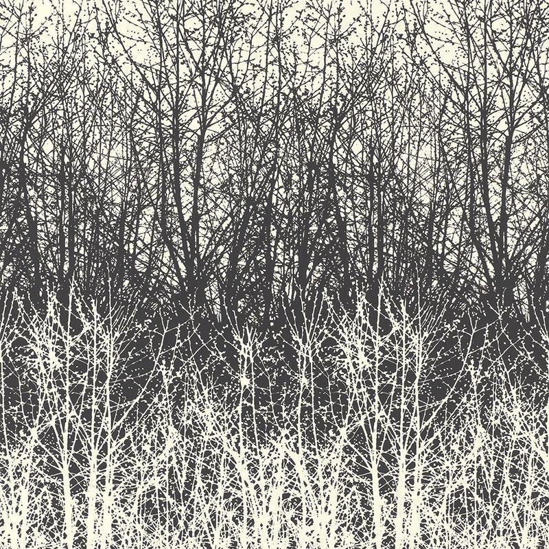Birches Black/White 2707243 by Schumacher Wallpaper Modern Nature 13.5" - Fabric Carolina -