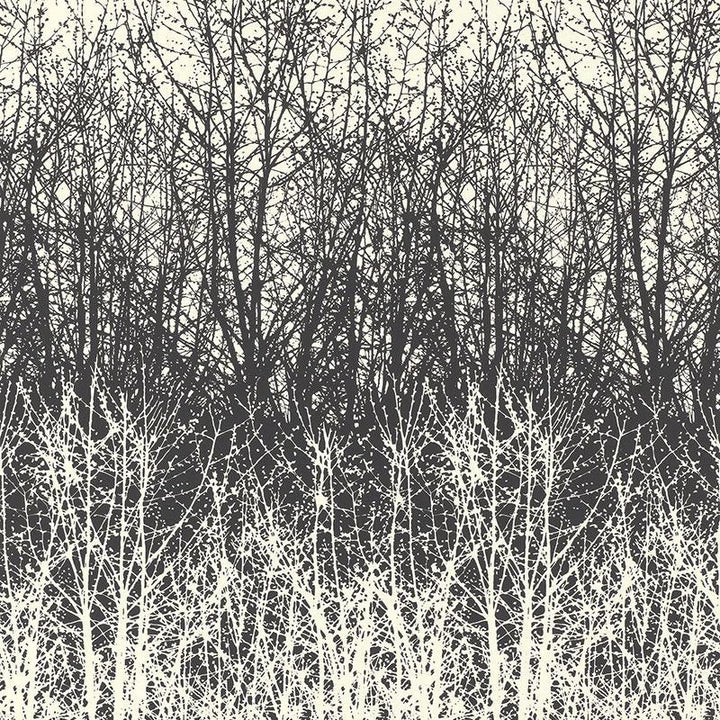 Birches Black/White 2707243 by Schumacher Wallpaper Modern Nature 13.5" - Fabric Carolina -