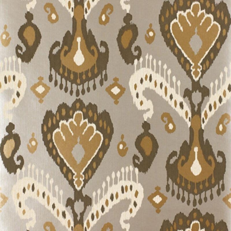 Tashkent Ikat Silver 5000990 by Schumacher Designer Wallpaper Perennial Favorites 27.0" - Swanky Fabrics -