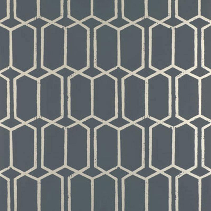 Modern Trellis Charcoal Metallic 5003281 by Schumacher Wallpaper The Smart Set 6.75" - Fabric Carolina -