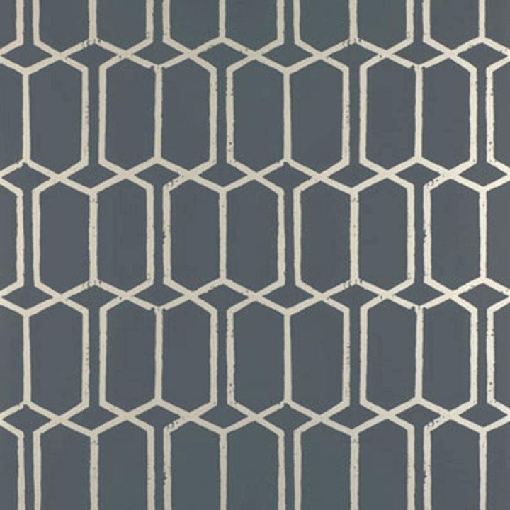 Modern Trellis Charcoal Metallic 5003281 by Schumacher Wallpaper The Smart Set 6.75" - Fabric Carolina -