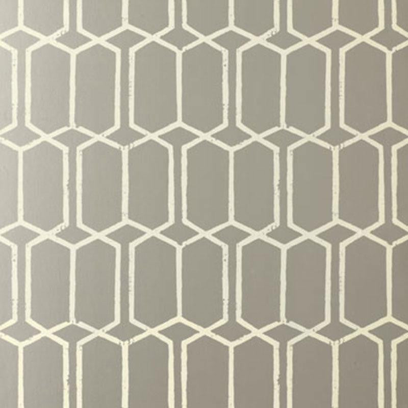 Modern Trellis Silver 5003282 by Schumacher Wallpaper Avant-Garde 6.75" - Fabric Carolina -