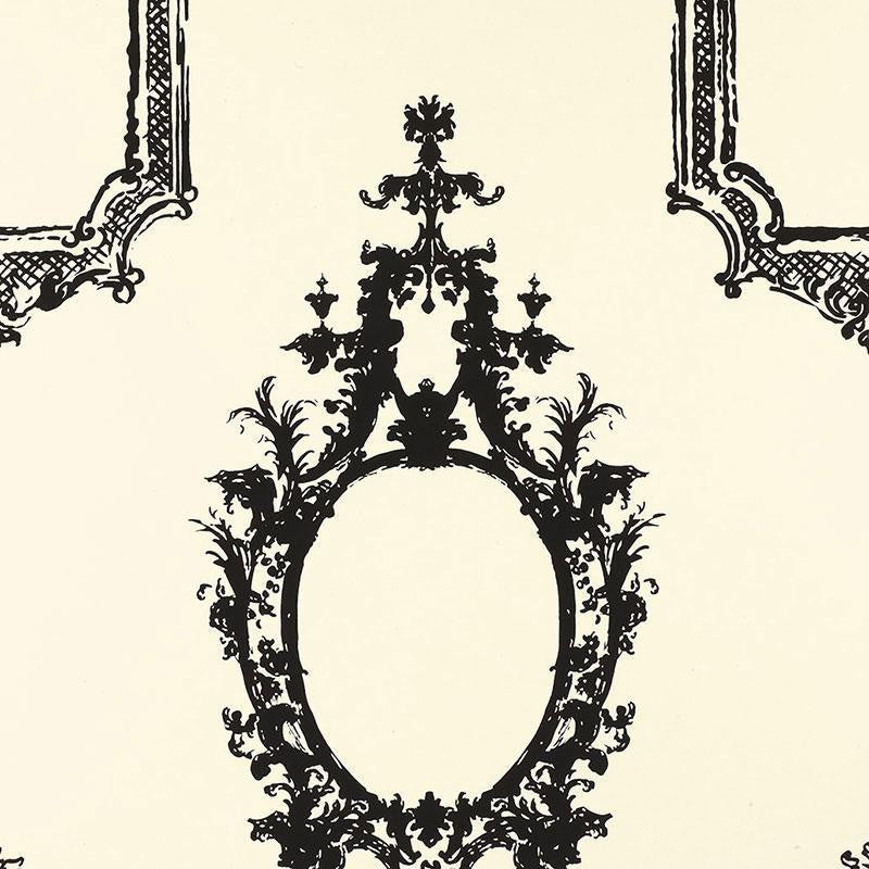 Go Baroque Noir & Blanc 5003290 by Schumacher Designer Wallpaper Exuberant Prints 27.0" - Swanky Fabrics -