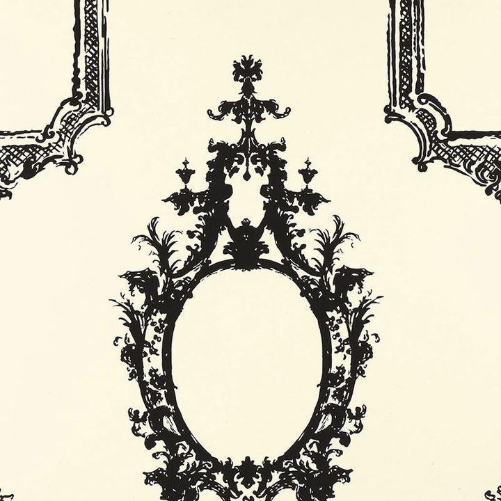 Go Baroque Noir & Blanc 5003290 by Schumacher Designer Wallpaper Exuberant Prints 27.0" - Swanky Fabrics -