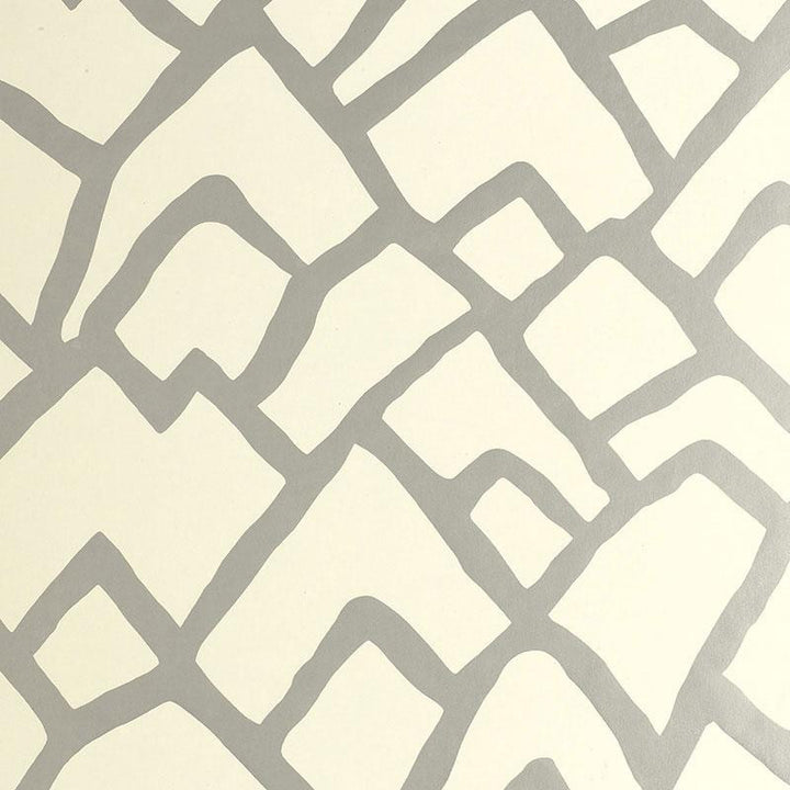 Zimba Silver 5003300 by Schumacher Wallpaper Exuberant Prints 27.0" - Fabric Carolina -