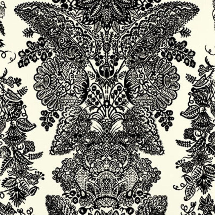 Lace Black & Ivory 5003320 by Schumacher Wallpaper Exuberant Prints 23.0" - Fabric Carolina -
