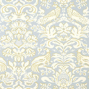 Aldwyn Damask Robin'S Egg 5003610 by Schumacher Wallpaper