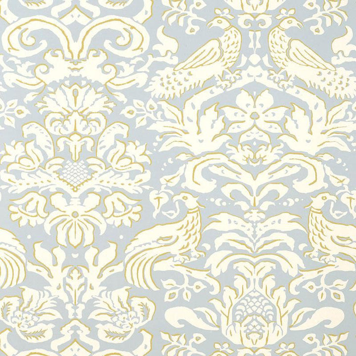 Aldwyn Damask Robin'S Egg 5003610 by Schumacher Wallpaper Palazzo 27.0" - Fabric Carolina -