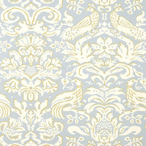 Aldwyn Damask Robin'S Egg 5003610 by Schumacher Wallpaper
