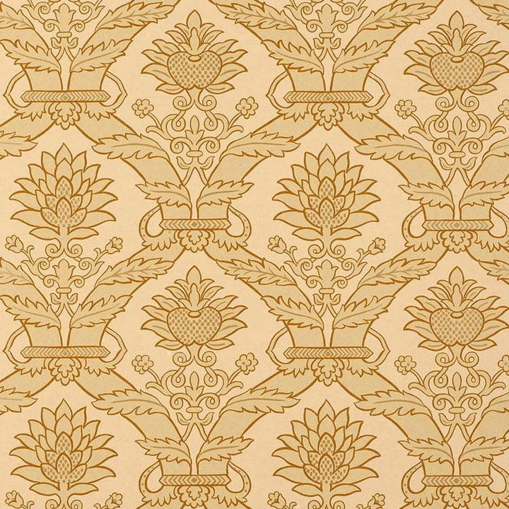 Siena Damask Natural 5003650 by Schumacher Wallpaper Palazzo 10.25" - Fabric Carolina -