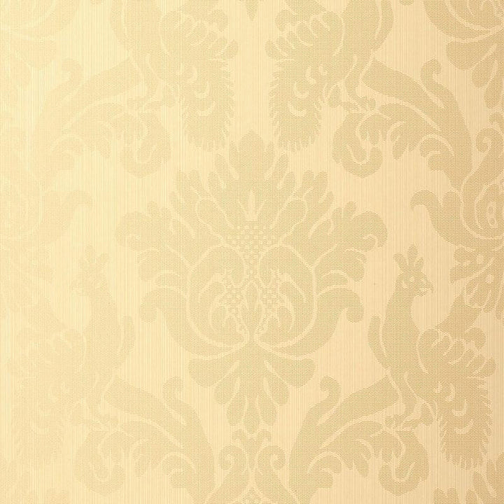 Valette Strie Damask Champagne 5003660 by Schumacher Designer Wallpaper Palazzo 10.25" - Swanky Fabrics -
