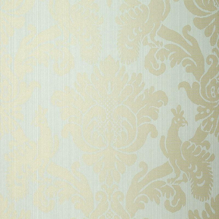 Valette Strie Damask Robin'S Egg 5003662 by Schumacher Designer Wallpaper Palazzo 10.25" - Swanky Fabrics -