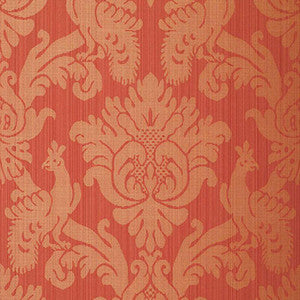 Valette Strie Damask Garnet 5003664 by Schumacher Wallpaper