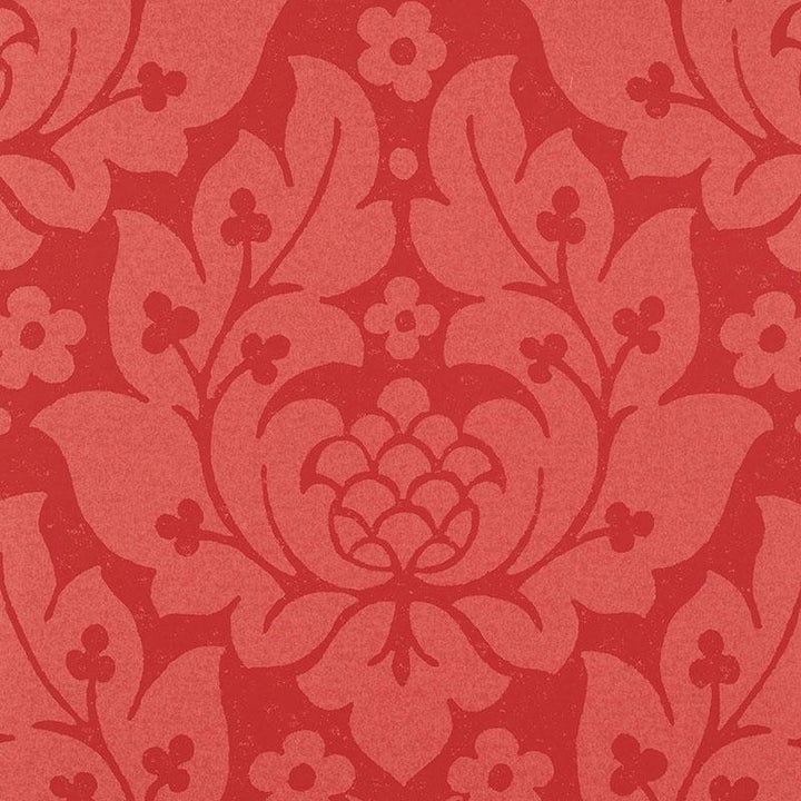 Fiore Damask Berry 5003672 by Schumacher Wallpaper Palazzo 13.5" - Fabric Carolina -