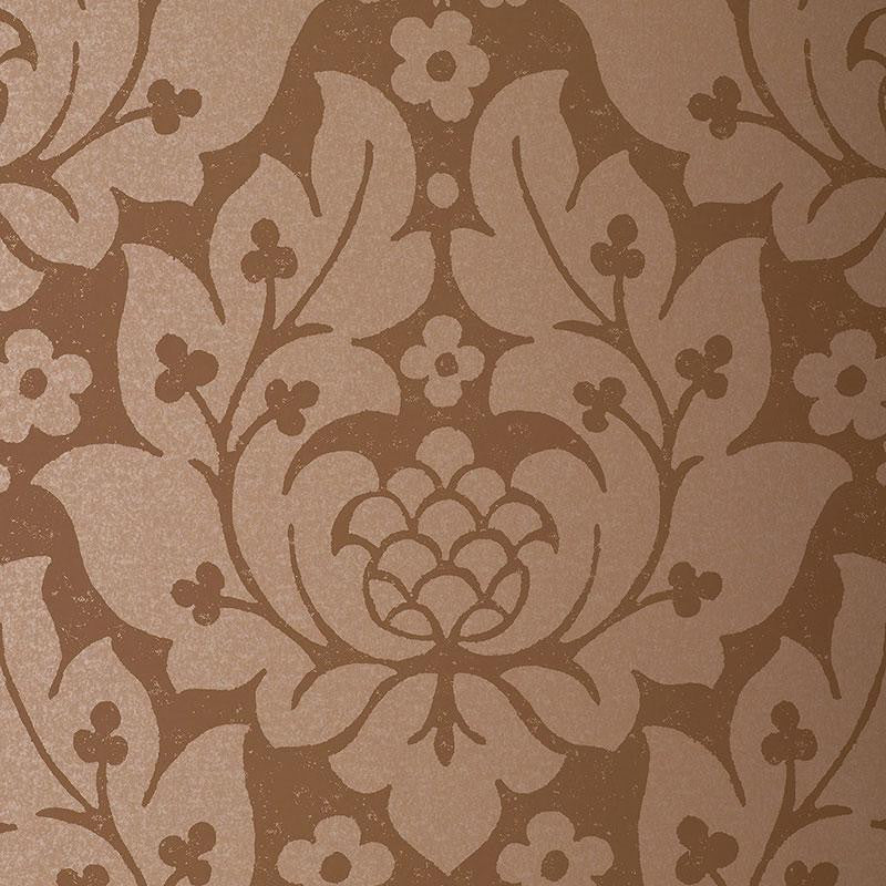Fiore Damask Mocha 5003673 by Schumacher Wallpaper Palazzo 13.5" - Fabric Carolina -