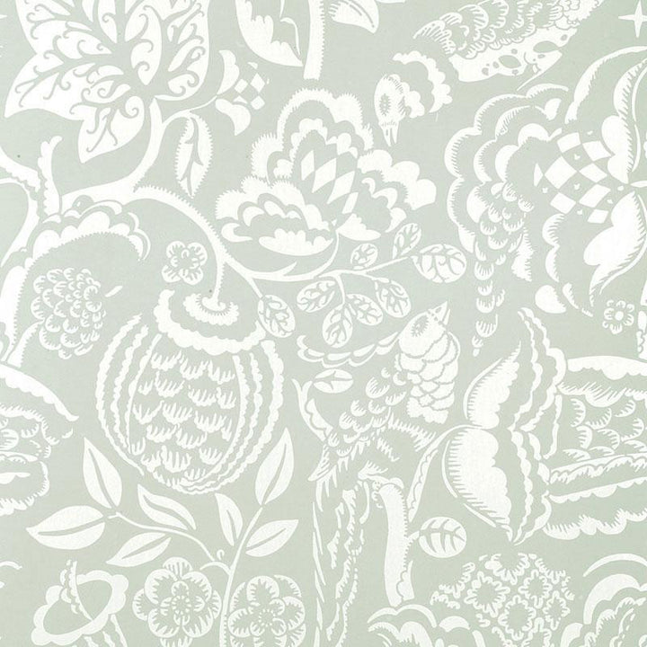 Uccello Aqua 5003713 by Schumacher Wallpaper Palazzo 27.0" - Fabric Carolina -